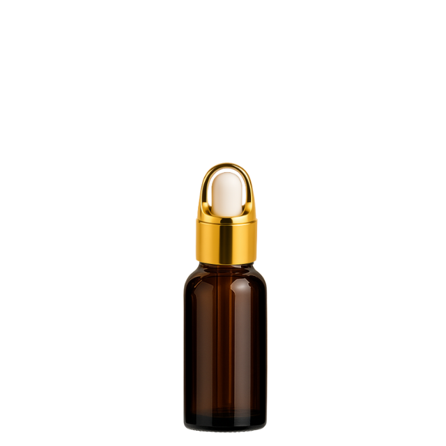Frasco âmbar conta-gotas cesta dourado bulbo branco - 15 ml (Unidade ou kit)