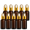 Frasco âmbar conta-gotas cesta dourado bulbo branco R18 - 15 ml (Unidade ou kit)