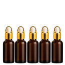 Frasco âmbar conta-gotas cesta dourado bulbo branco R18 - 20 ml (Unidade ou kit)