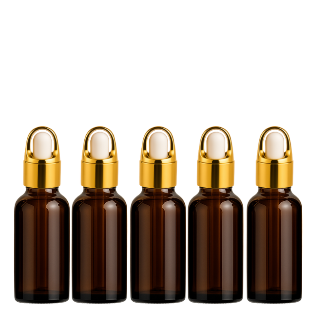 Frasco âmbar conta-gotas cesta dourado bulbo branco - 20 ml (Unidade ou kit)