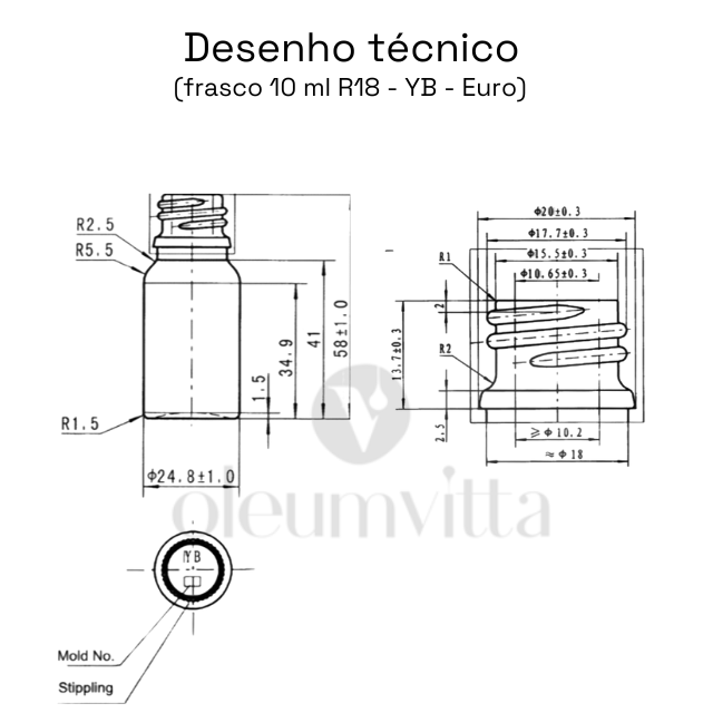 Frasco âmbar com conta-gotas dourado e bulbo branco - 10 ml (unitário ou kit)