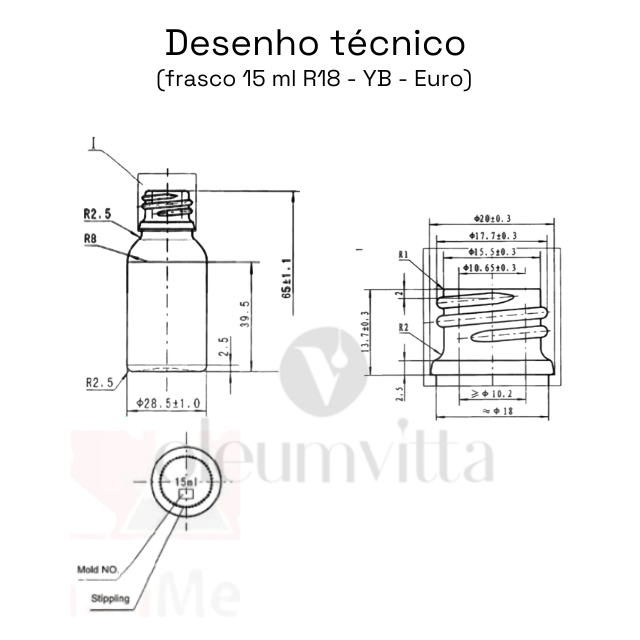 Frasco de vidro âmbar 15 ml - rollon PREMIUM (unidade ou kit)