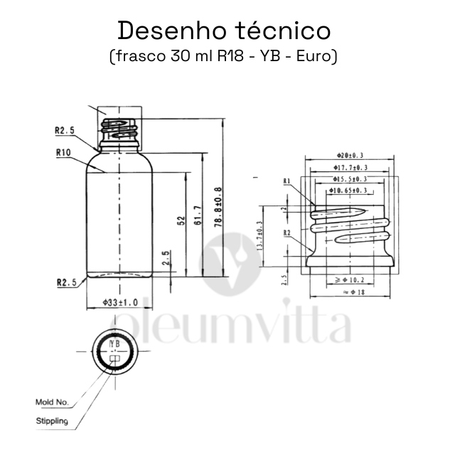 Frasco de vidro âmbar 30 ml - rollon PREMIUM (unidade ou kit)