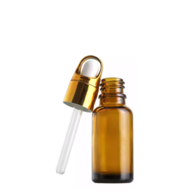 Frasco âmbar conta-gotas cesta dourado bulbo branco - 5 ml (Unidade ou kit)