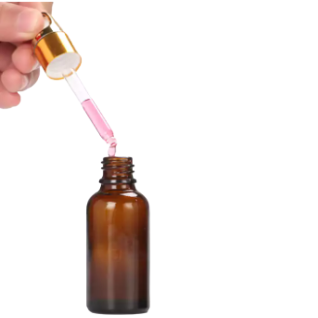 Frasco âmbar conta-gotas cesta dourado bulbo branco - 5 ml (Unidade ou kit)