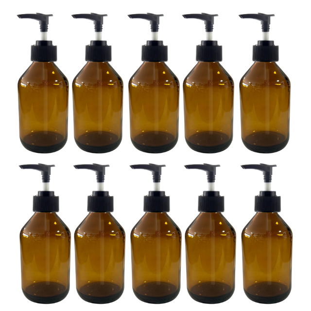Frasco em vidro ambar com válvula PUMP - 100 mls (kit ou unidade)