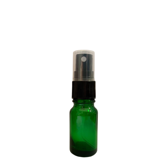 Frasco em vidro verde com válvula spray - 10 ml (unidade ou kit)