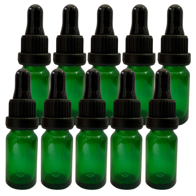 Frasco verde com conta-gotas PREMIUM - 10 ml (unitário ou kit)