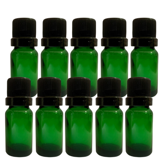 Frasco em vidro verde gotejador - 10 ml (unidade ou kit)