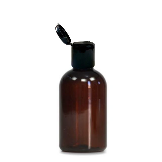 Frasco em PET âmbar com tampa preta FLIP TOP - 250 ml