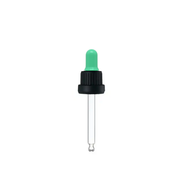 Pipeta de vidro - R18 (tampa preta e bulbo verde água)