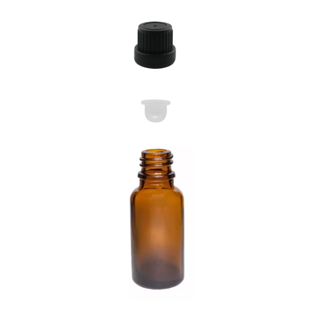 Frasco em vidro âmbar com batoque BOLHA - 15 ml (unidade ou kit)