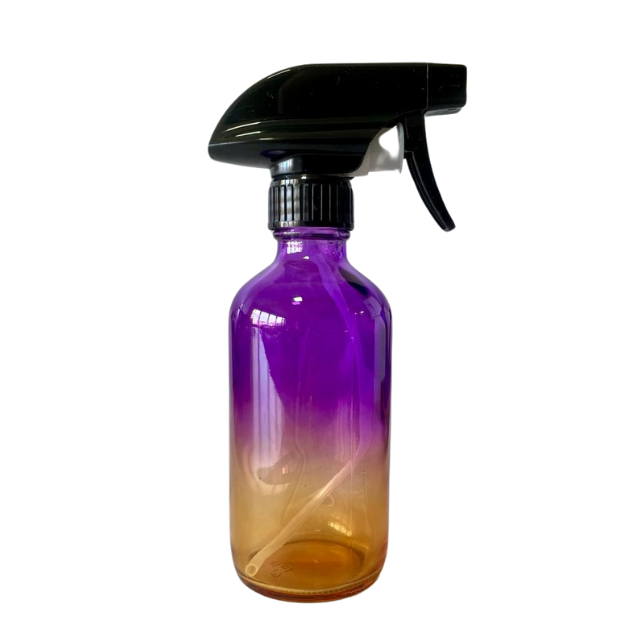 Frasco em vidro Laranja e roxo degrade com válvula spray Premium - 250 mls