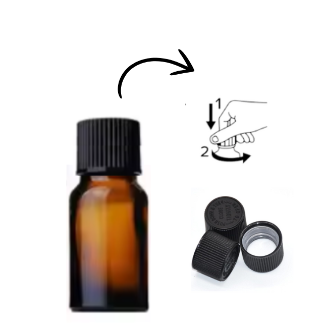 Frasco em vidro âmbar tampa de segurança CHILD PROOF - 10 ml (unidade ou kit)