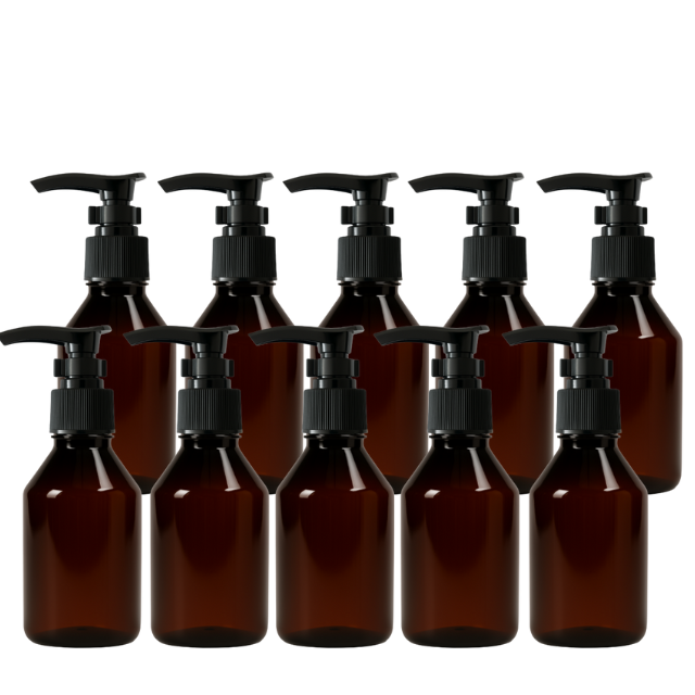 Frasco PET âmbar com válvula PUMP - 100 ml (kit ou unidade)