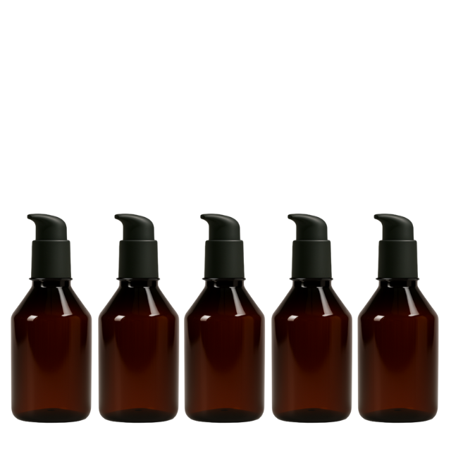 Frasco PET âmbar com válvula pump PREMIUM - 100 ml (kit ou unidade)