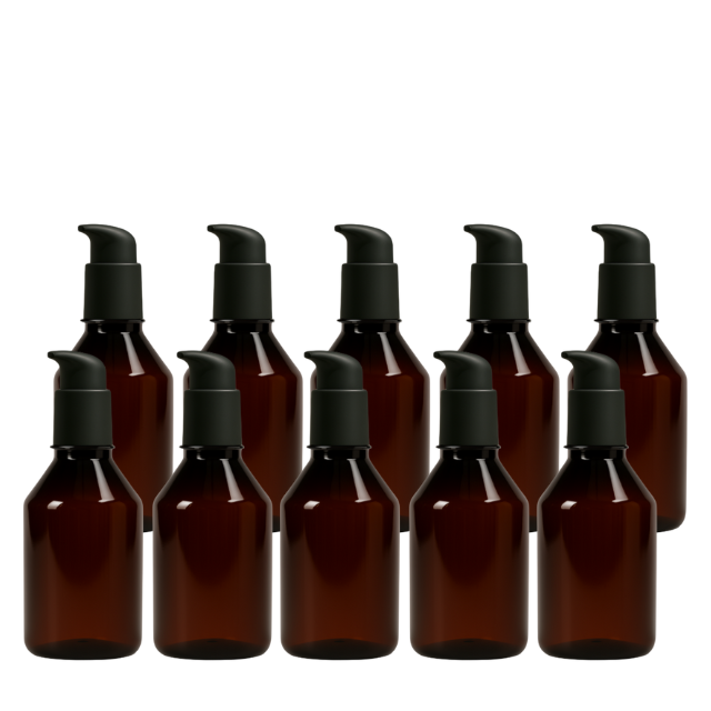 Frasco PET âmbar com válvula pump PREMIUM - 100 ml (kit ou unidade)