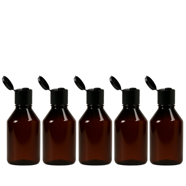 Frasco em PET âmbar com tampa FLIP TOP - 100 ml