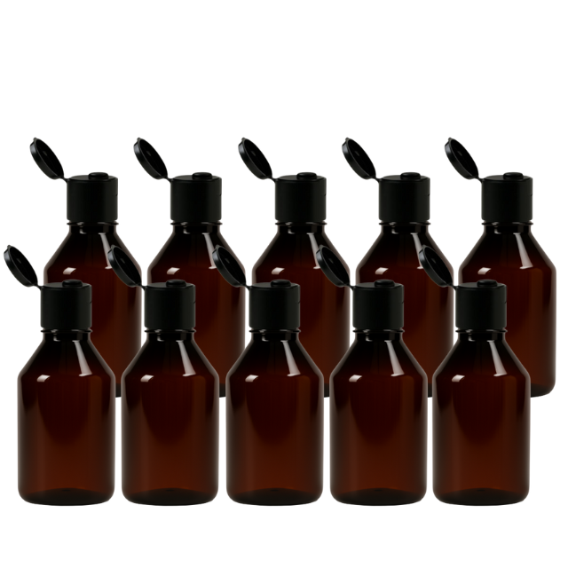 Frasco em PET âmbar com tampa FLIP TOP - 100 ml