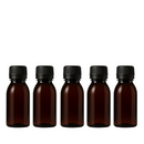 Frasco em PET âmbar com tampa preta com lacre - 60 ml (kit ou unidade)