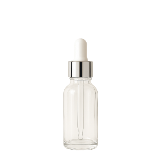 Frasco transparente com conta-gotas prateado e bulbo branco - 30 ml (unitário ou kit)