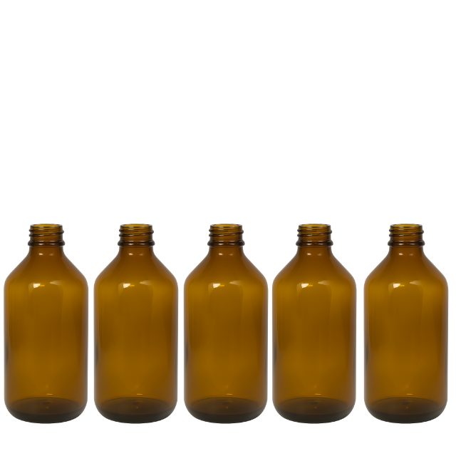 Frasco vidro âmbar sem tampa - 200 ml (kit)