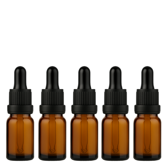 Frasco âmbar com conta-gotas PREMIUM GRADUADO - 10 ml (unitário ou kit) - Preto / Branco / Verde