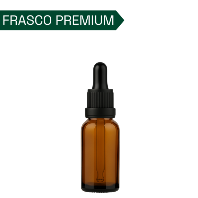 Frasco âmbar com conta-gotas PREMIUM - 20 ml (unitário ou kit) - Preto ou Branco
