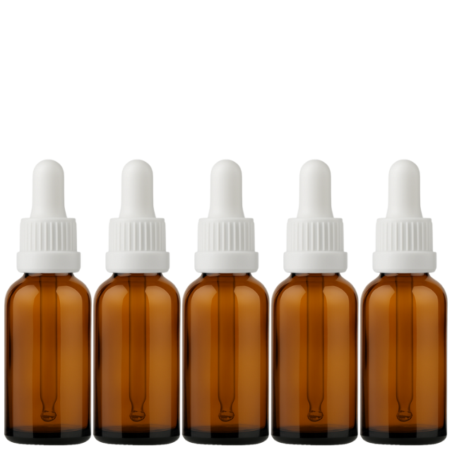 Frasco âmbar com conta-gotas PREMIUM GRADUADO R18 - 30 ml (unitário ou kit) - Preto / Branco / Verde