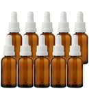 Frasco âmbar com conta-gotas PREMIUM GRADUADO R18 - 30 ml (unitário ou kit) - Preto / Branco / Verde