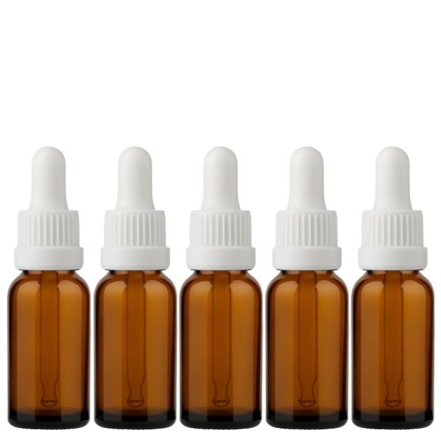 Frasco âmbar com conta-gotas PREMIUM - 20 ml (unitário ou kit) - Preto ou Branco