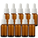 Frasco âmbar com conta-gotas PREMIUM R18 - 20 ml (unitário ou kit) - Preto ou Branco
