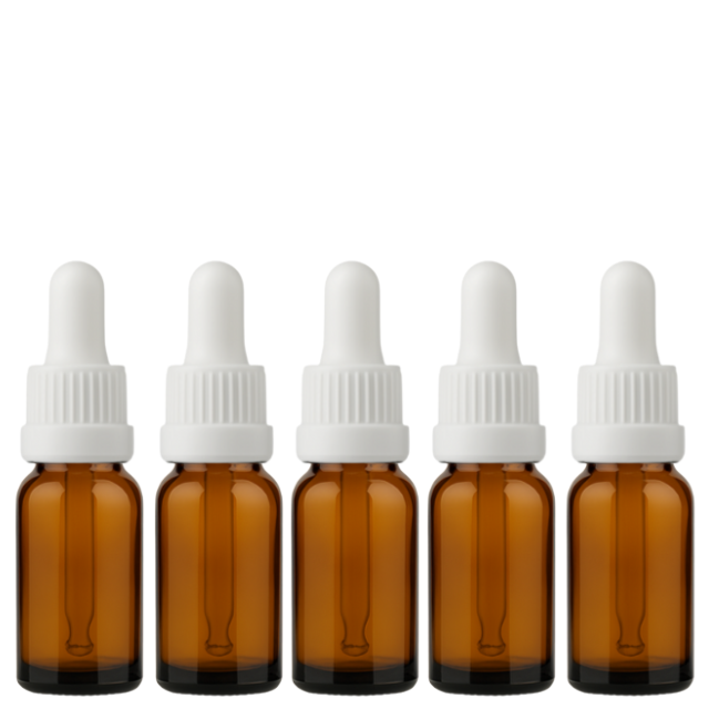 Frasco âmbar com conta-gotas PREMIUM GRADUADO R18 - 20 ml (unitário ou kit) - Preto / Branco / Verde