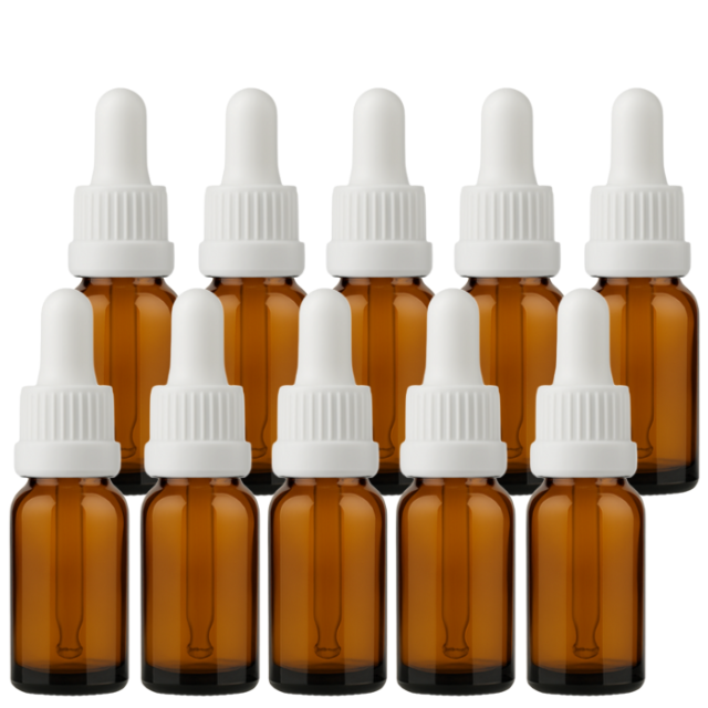 Frasco âmbar com conta-gotas PREMIUM GRADUADO R18 - 20 ml (unitário ou kit) - Preto / Branco / Verde