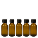 Frasco em vidro âmbar com tampa lacre e batoque bolha R24 - 60 ml