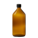 Frasco em vidro âmbar com tampa lacre e batoque bolha - 500 ml