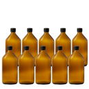 Frasco em vidro âmbar com tampa lacre e batoque bolha - 500 ml