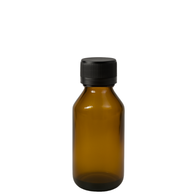 Frasco em vidro âmbar com tampa lacre e batoque bolha - 60 ml