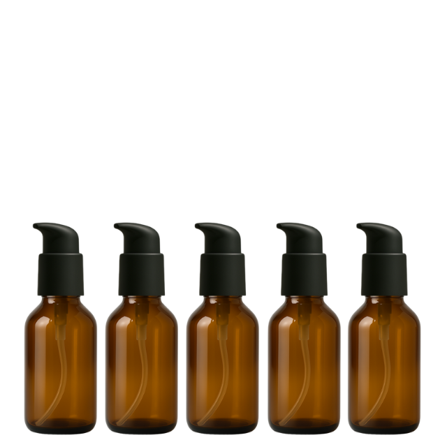 Frasco em vidro ambar com válvula pump PREMIUM - 60 ml