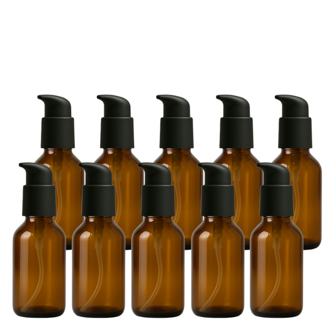 Frasco em vidro ambar com válvula pump PREMIUM - 60 ml