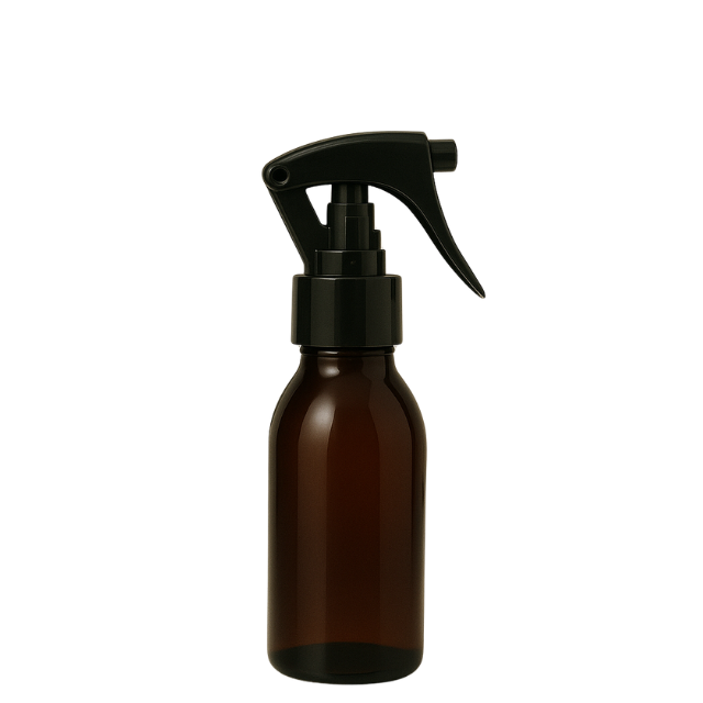 Frasco em PET âmbar com válvula Spray mini gatilho - 60 ml (kit ou unidade)