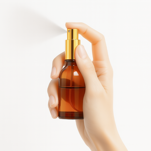 Frasco âmbar com válvula spray dourada - 30 ml (unidade ou kit)