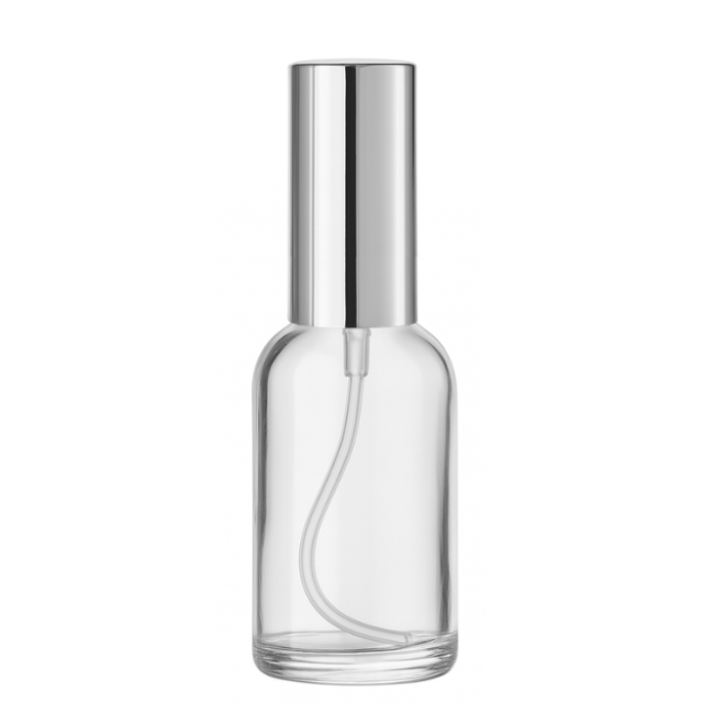 Frasco transparente com válvula spray prateada - 30 ml (unidade ou kit)