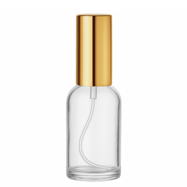 Frasco transparente com válvula spray dourada - 30 ml (unidade ou kit)