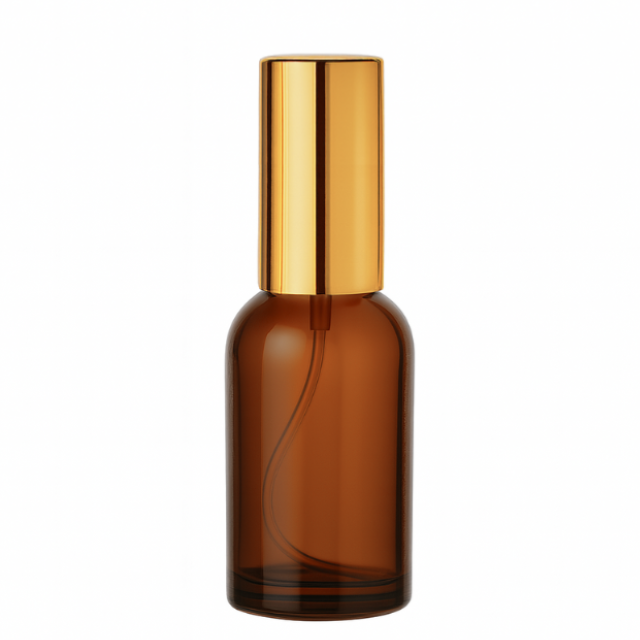 Frasco âmbar com válvula spray dourada - 30 ml (unidade ou kit)