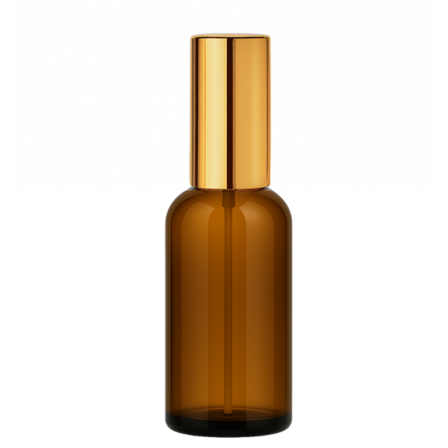 Frasco âmbar com válvula spray dourada - 50 ml (unidade ou kit)