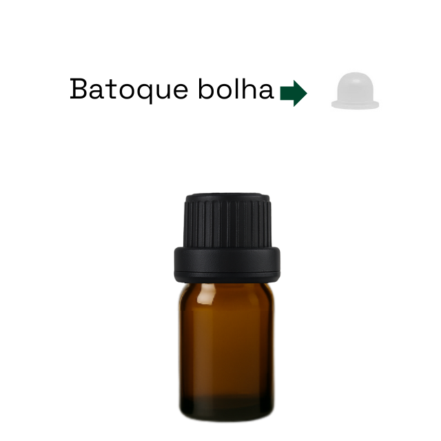 Frasco em vidro âmbar com batoque BOLHA - 5 ml (unidade ou kit)