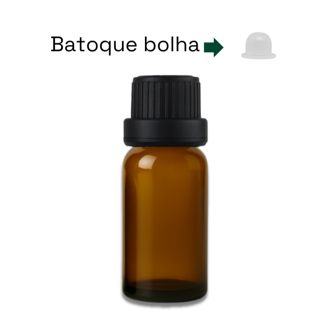 Frasco em vidro âmbar com batoque BOLHA - 15 ml (unidade ou kit)