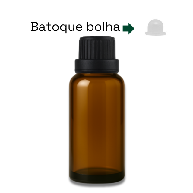 Frasco em vidro âmbar com batoque BOLHA - 30 ml (unidade ou kit)