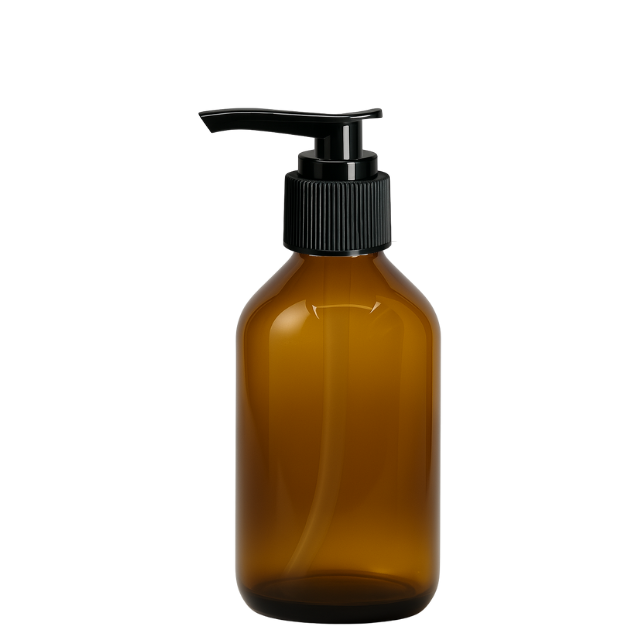 Frasco em vidro ambar com válvula PUMP - 150 ml (kit ou unidade)